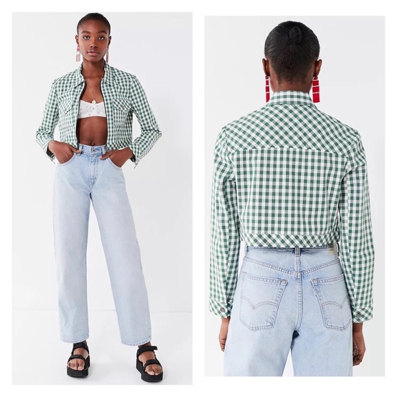 Urban Outfitters Jackets & Blazers - UO As If Cropped Gingham Jacket XS
